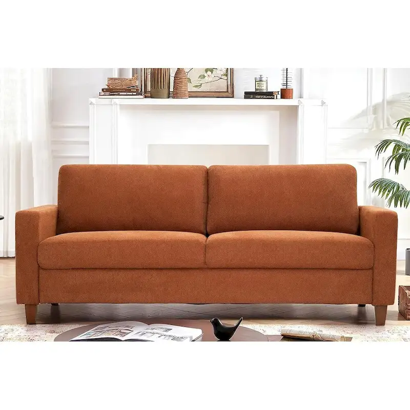 Miles 2 Piece Sofa and Loveseat Sets with Reversible Back Pillows Mid Century Modern Sofa