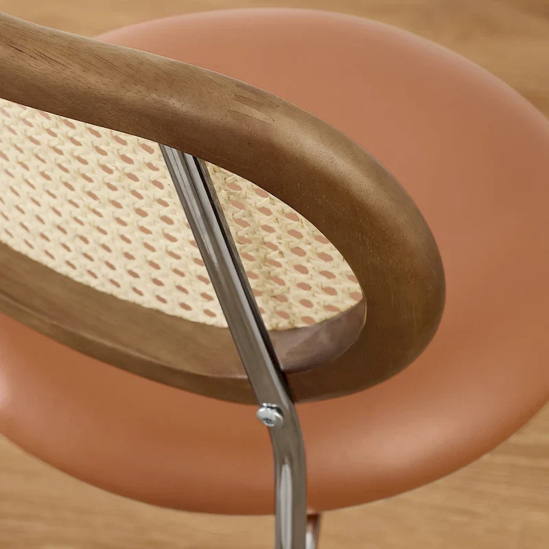 Cane Back Faux Leather Upholstered Dining Chair (Set of 2)