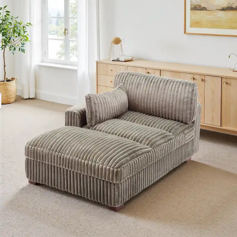 UIXE Upholstered Plush Chaise Lounge Chair For Interior