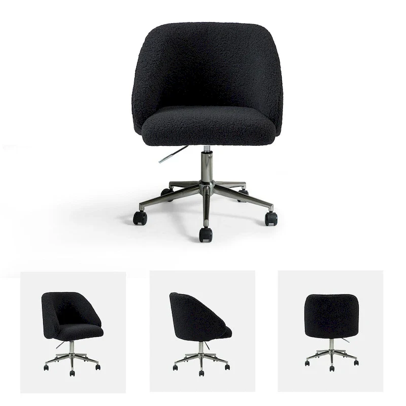 Joah Modern Boucle 360 Swivel Height Adjustable Swivel Office Chair with Rolling Wheels by HULALA HOME - N/A