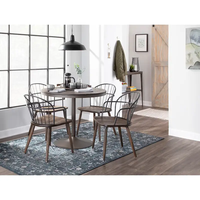 Carbon Loft Ellul Industrial Chair in Dark Walnut Wood and Black Metal - N/A