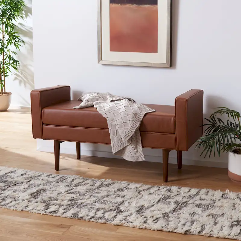 SAFAVIEH Rosalee Mid-Century Modern 25-inch Bench - 49 W x 18 L x 25 H - 49Wx18Dx25H