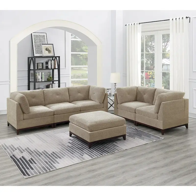 6 Piece Chenille Modular Sofa Set