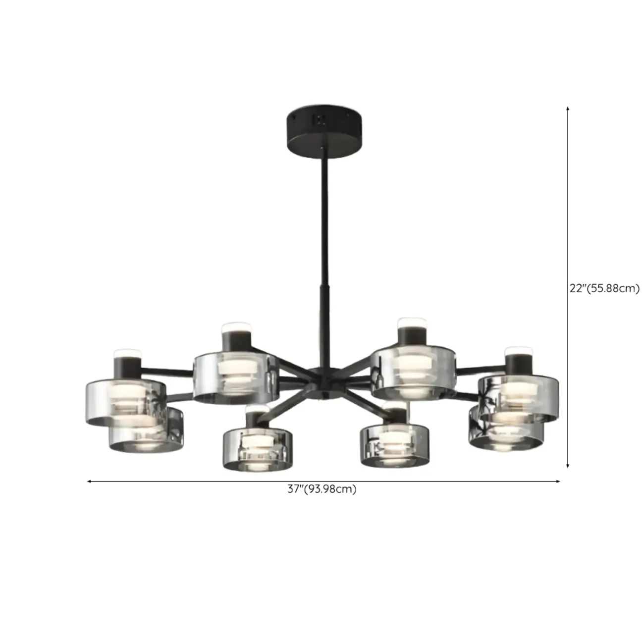 Modern Black Circle Round Glass LED Chandelier