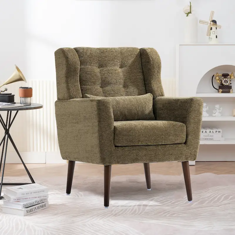 Chenille Fabric Accent Chair with Arm