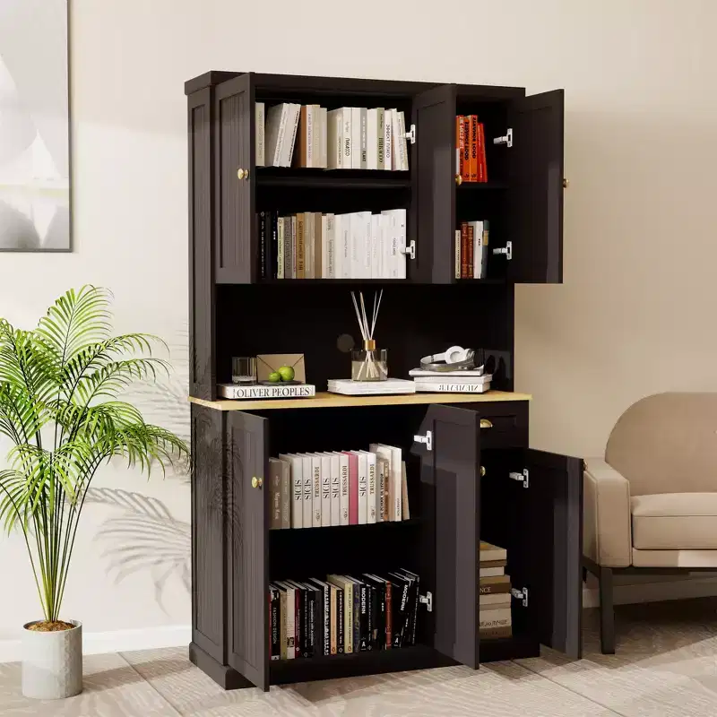 AndMakers Wood 39.76 in. Pantry Cabinet with Adjustable Shelves