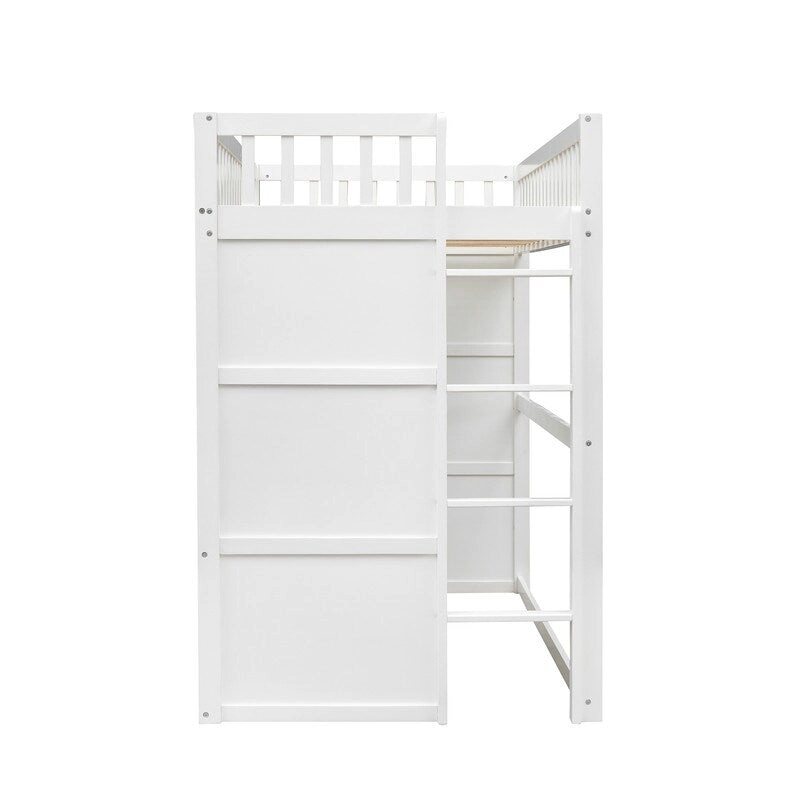 House Loft Bed Twin Kids Playhouse Bed, Solid Wood Loft Bed Frame with Window and Ladder