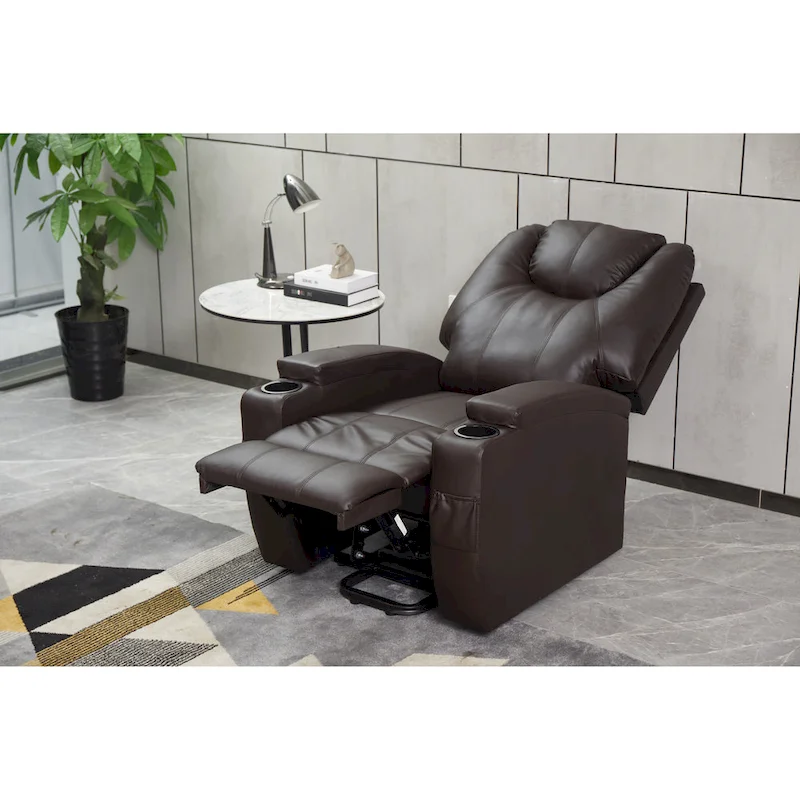 Recliner Chair Modern Recliner Sofa Faux Leather Recliners with Cup Holders, Remote Control