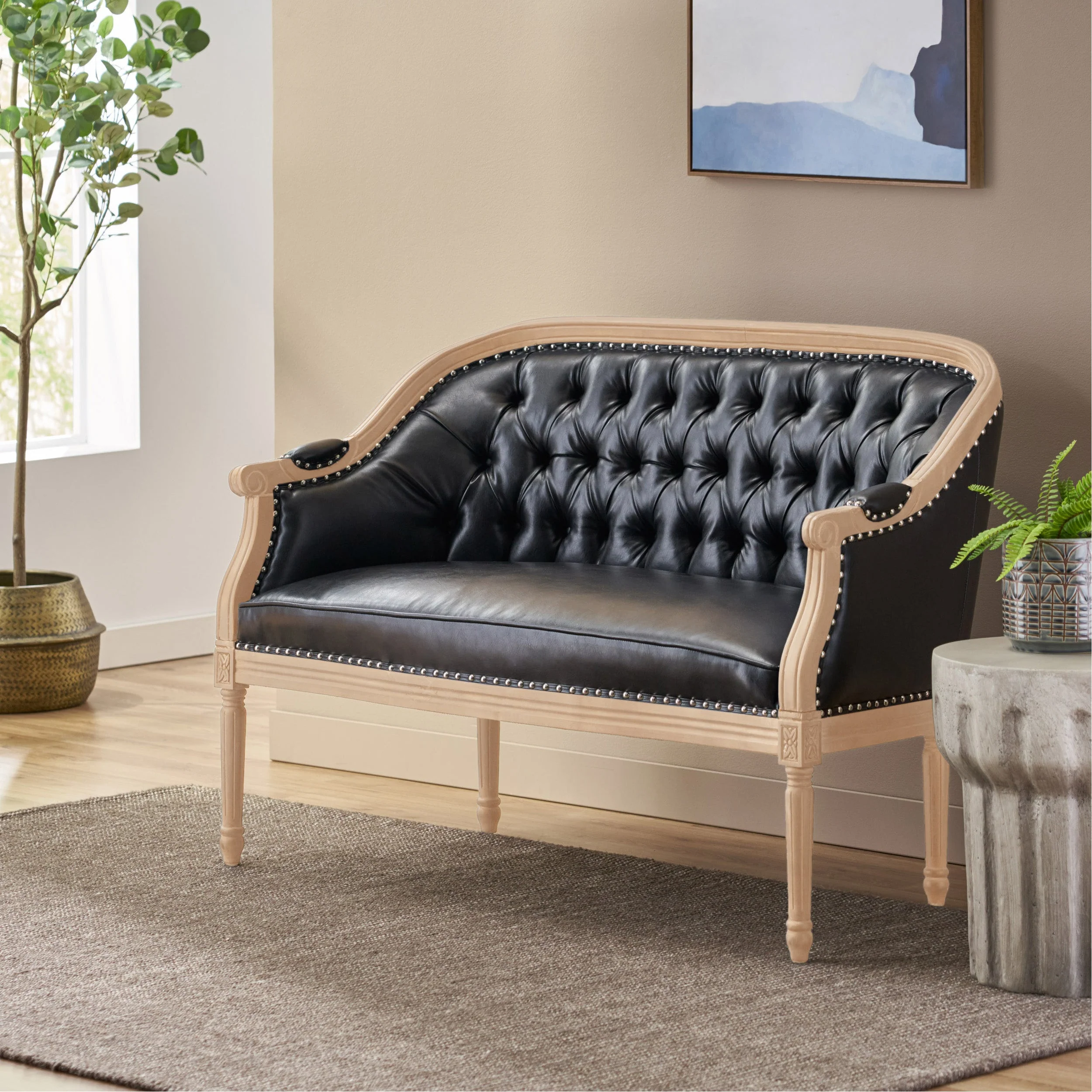 French Country Tufted Loveseat