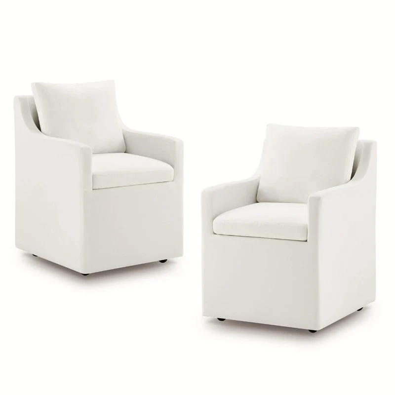 Bentley Modern Mobile Dining Arm Chairs with Casters & Storage