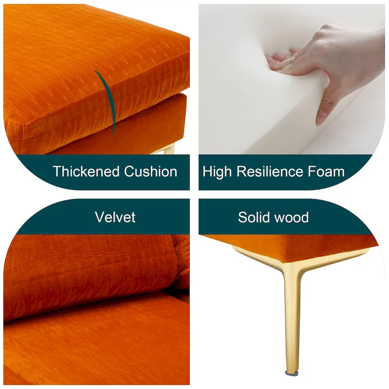 Velvet U-shaped modular detachable sectional sofa