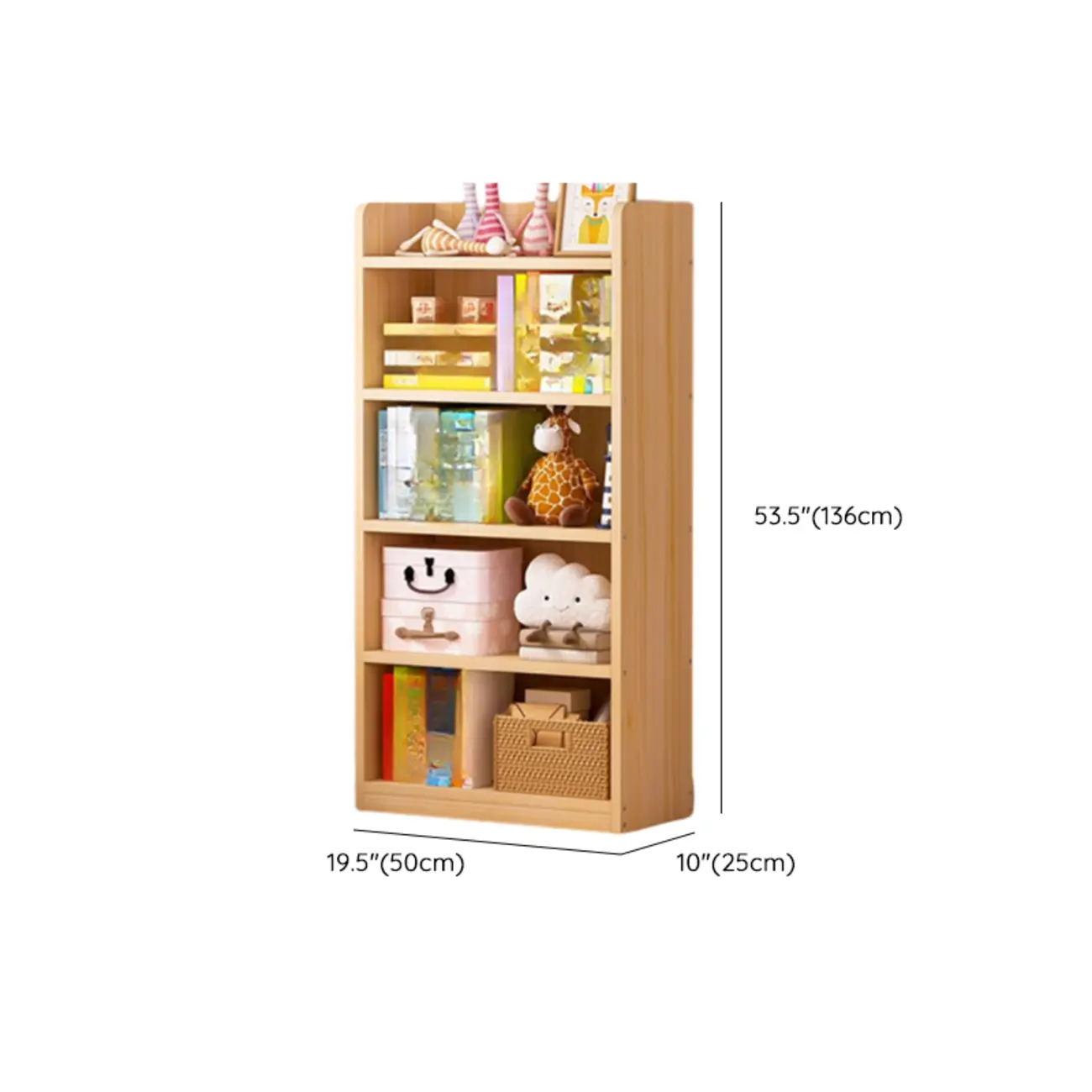 Solid Wood 5-Tier Display Open Shelving Unit Bookcase