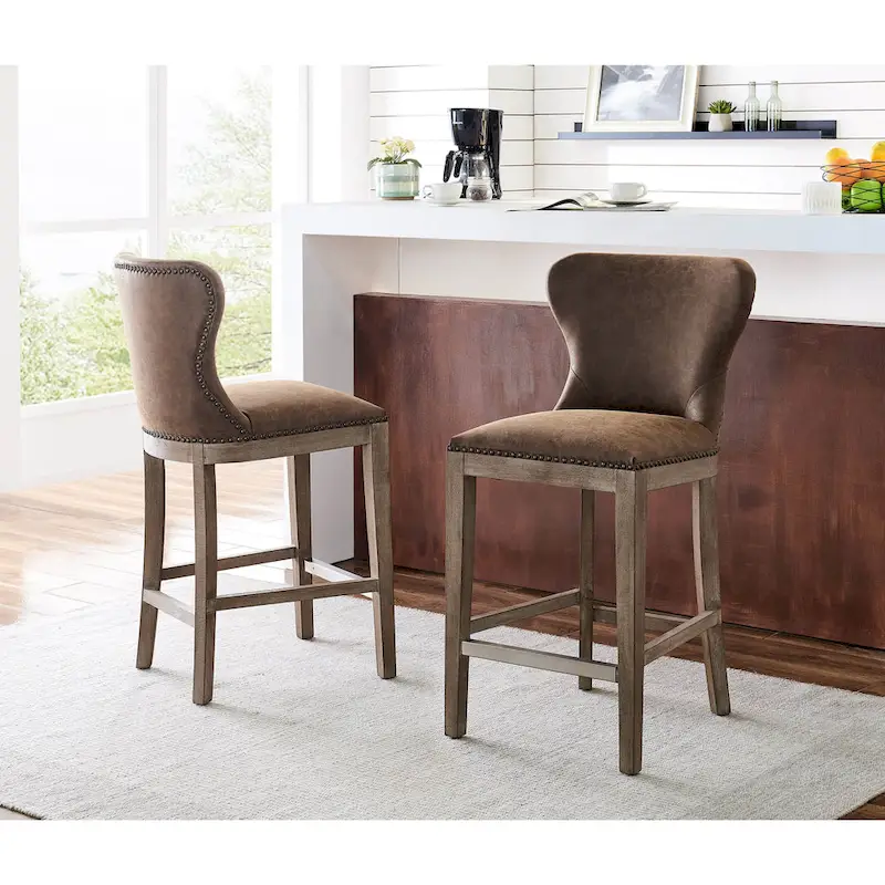 Brown and Grey Nubuck Counter Stool