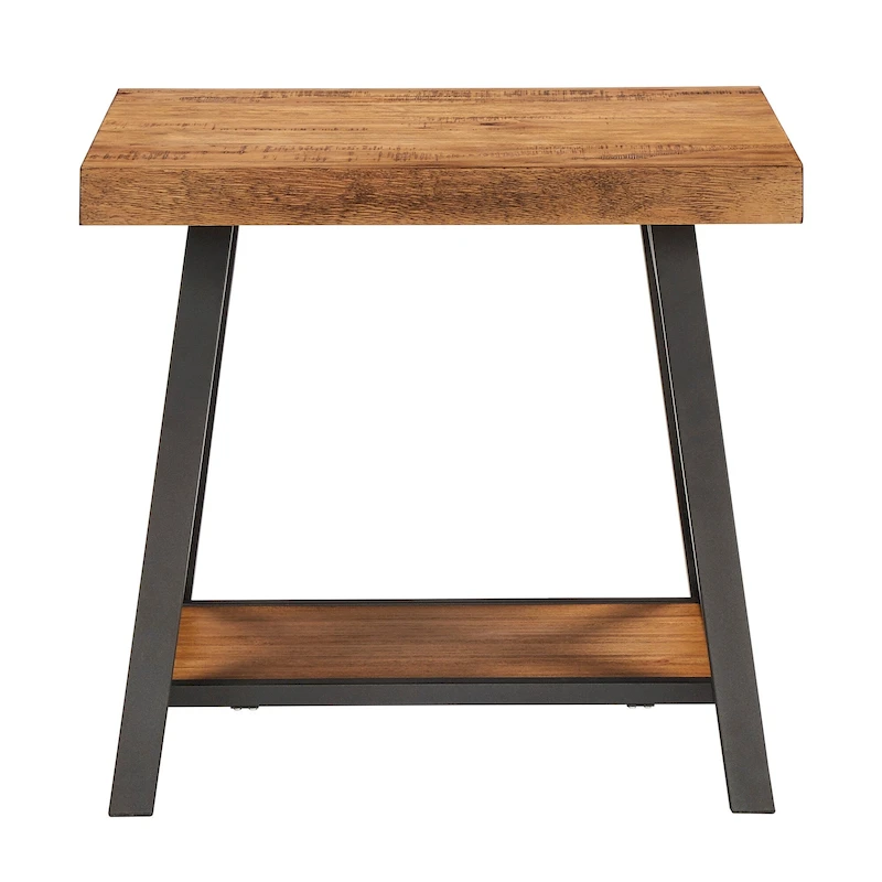 Bryson Rustic X-Base End Table with Shelf by iNSPIRE Q Classic