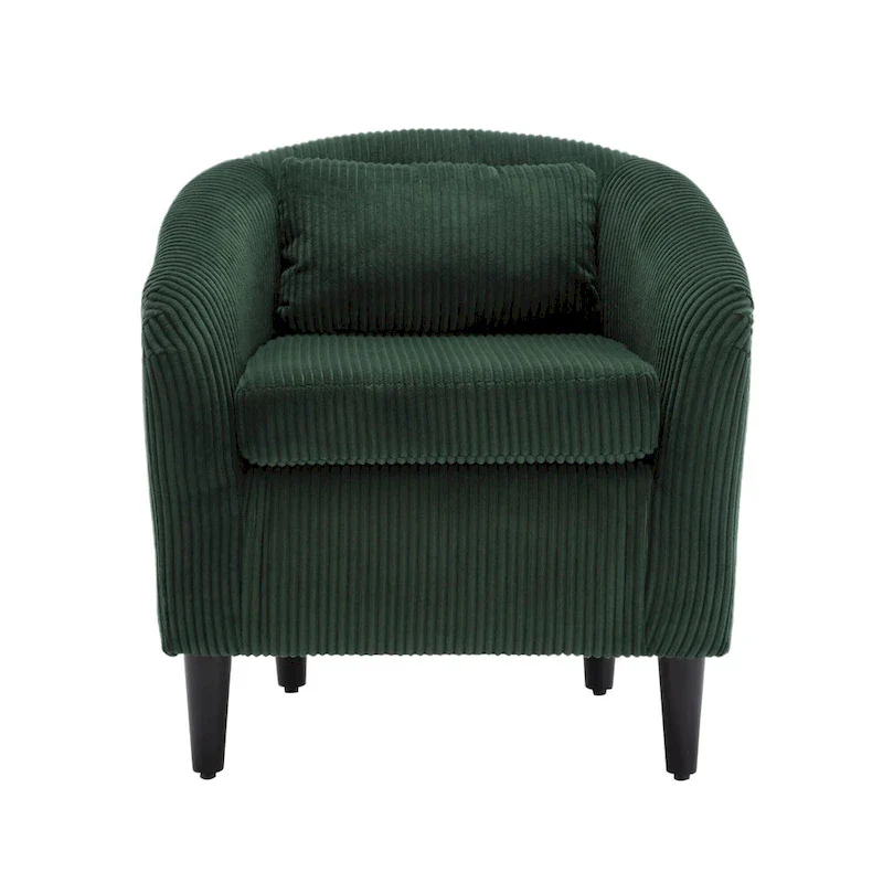 Emerald 24.8 Upholstered Barrel Chair with Wood Legs and Pillows