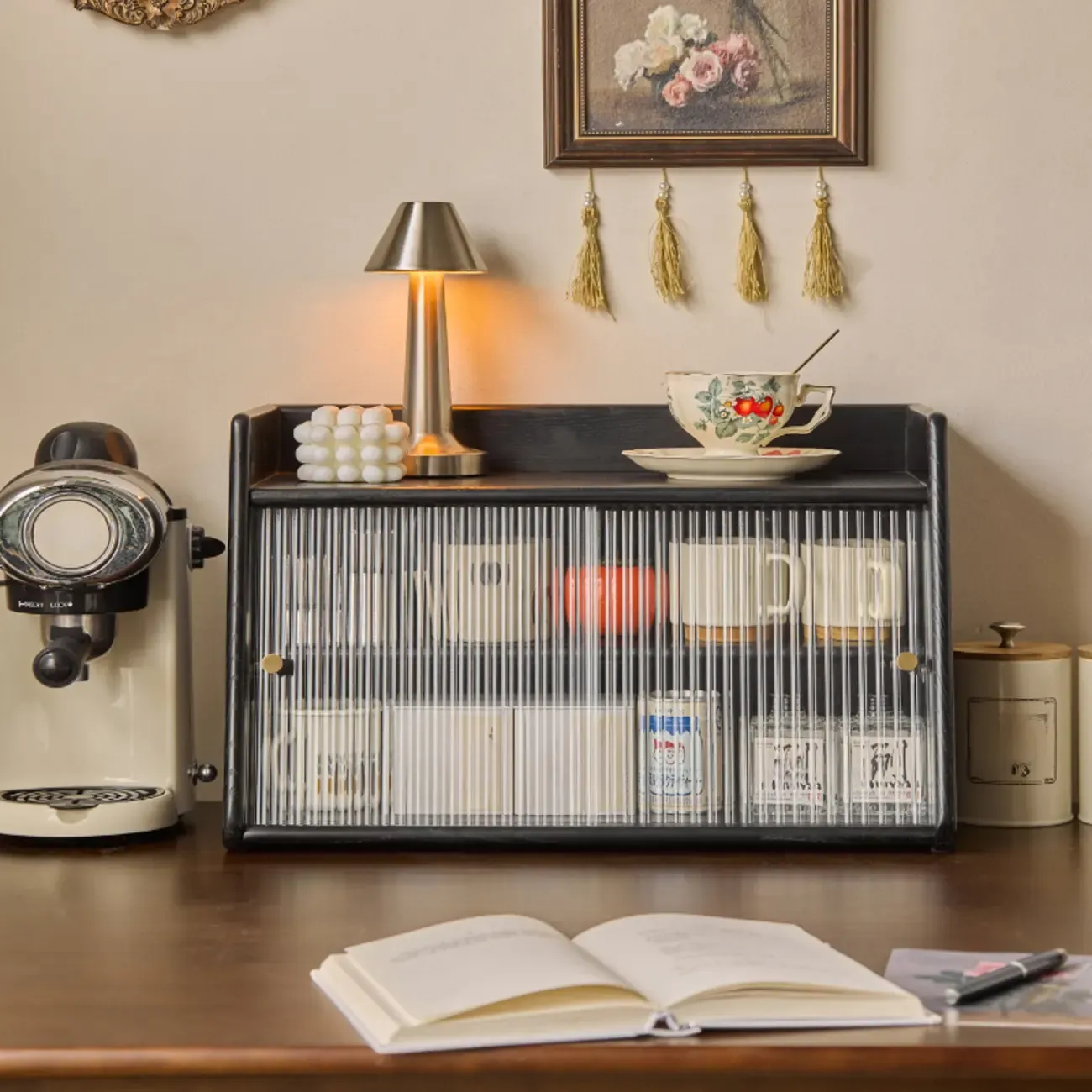 Modern Natural Wood Buffet with Sliding Doors