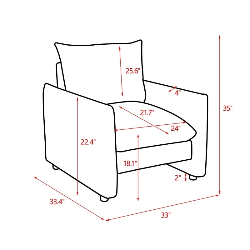 Lilian 33in W Modern Armchair Accent Chair Sofa Lounge Chair