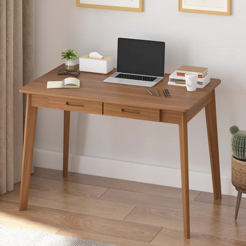 Wood Desk - 39.4W, Multi-Functional, Rounded Corners, Optional Drawers, Easy Assembly