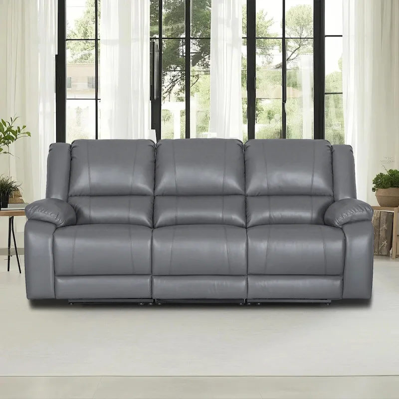 82 Width Modern Contemporary Faux Leather Manual Reclining Sofa