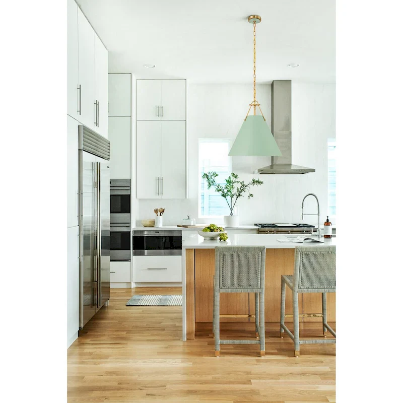 Xavier 3 Light Vibrant Gold and Green Pendant - 16 W x 16.5 H x 16 D