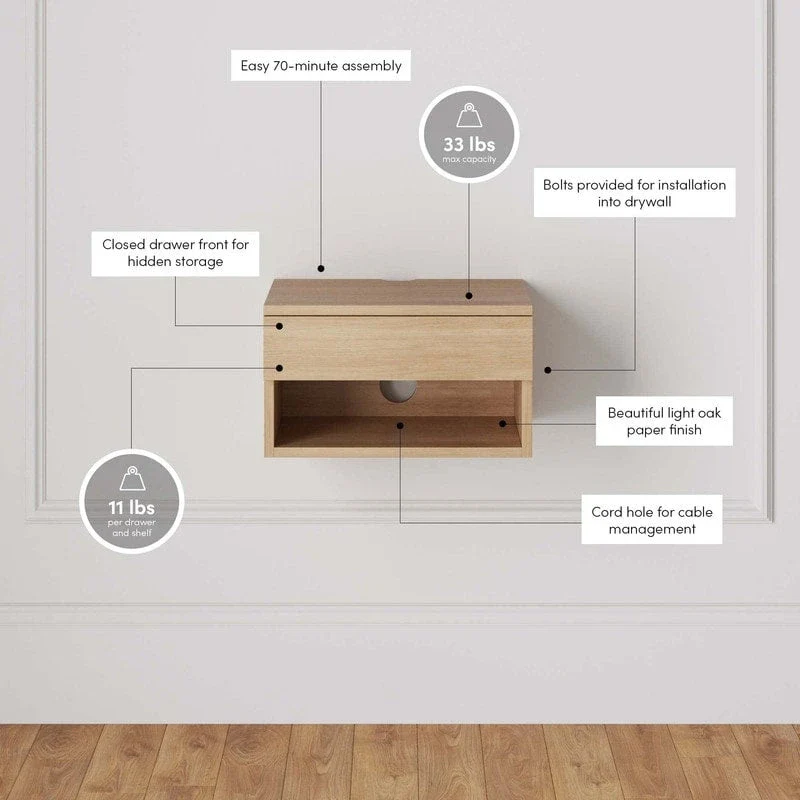 Modern Floating Bedside Nightstand