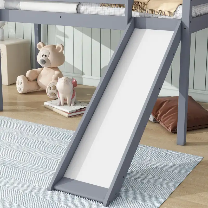 Twin Loft Bed with Slide and Low-Profile Design