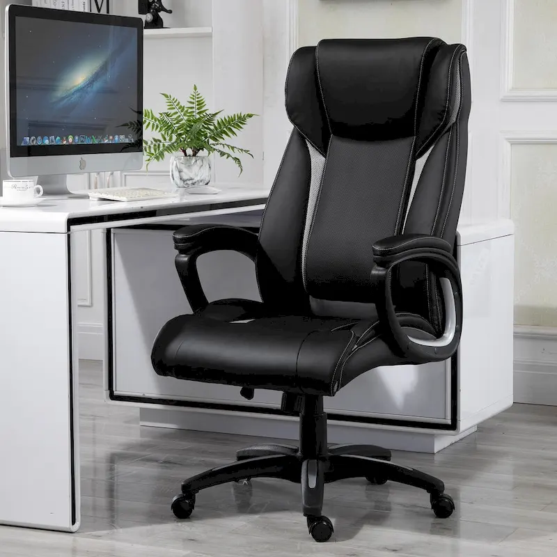 Vinsetto Ergonomic Office Chair Adjustable Height PU Leather Rocker 360? Swivel Home Task Seat, Black