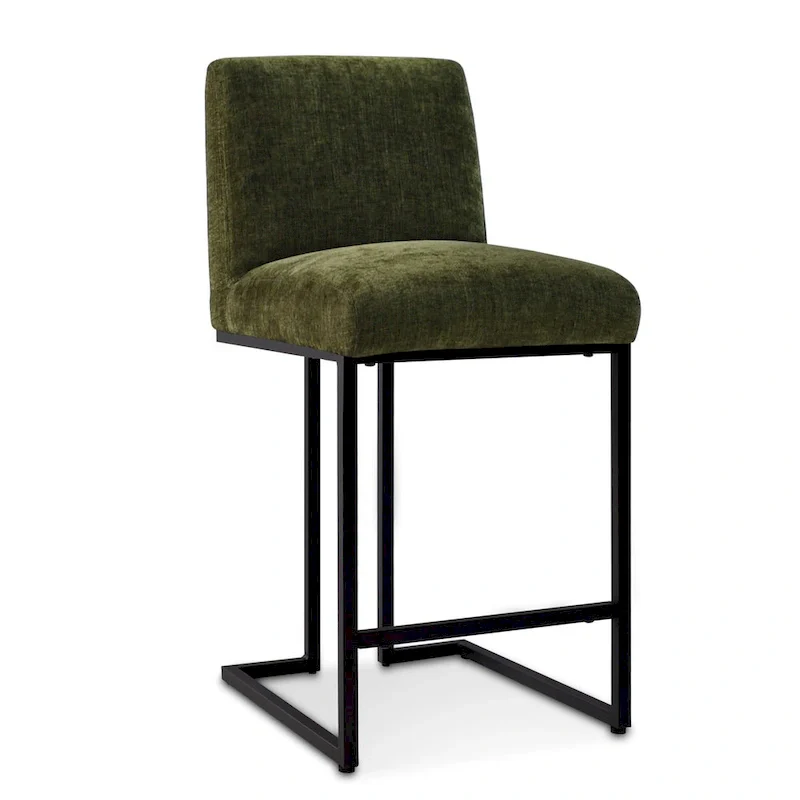 Fabric Counter Stool with Arms - Metal Legs (Set of 2)