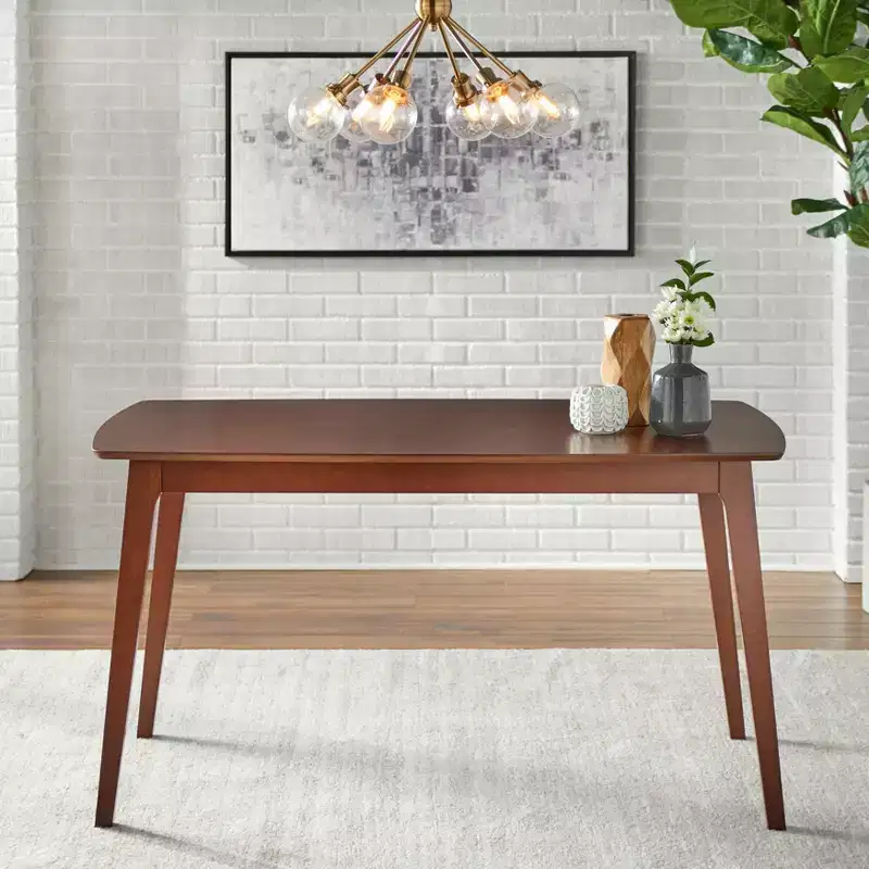 Buylateral Archer Mid Century Modern Solid Beechwood Rectangular Dining Table Walnut: Solid Beech, Mid-Century Design, Seats 6