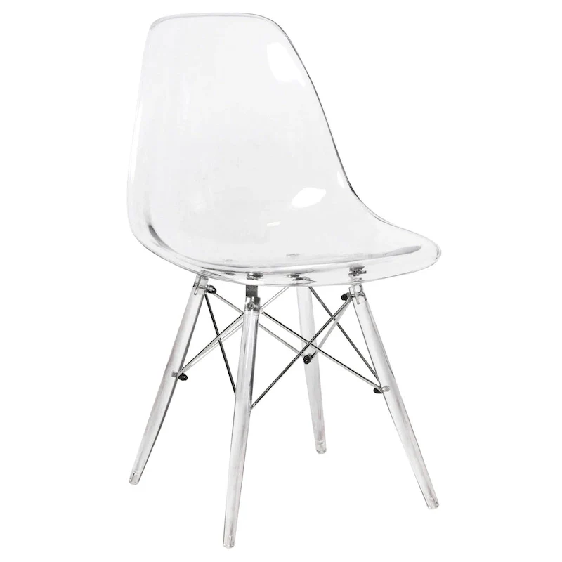 Dover Acrylic Accent Banquet Side Chair Dining Chair with Eiffel Legs for Indoor Outdoor Home Office Living Room & Kitchen
