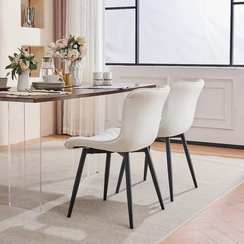 Dining Chairs Set of 2 Modern Leather Upholstered Dining Room Chair