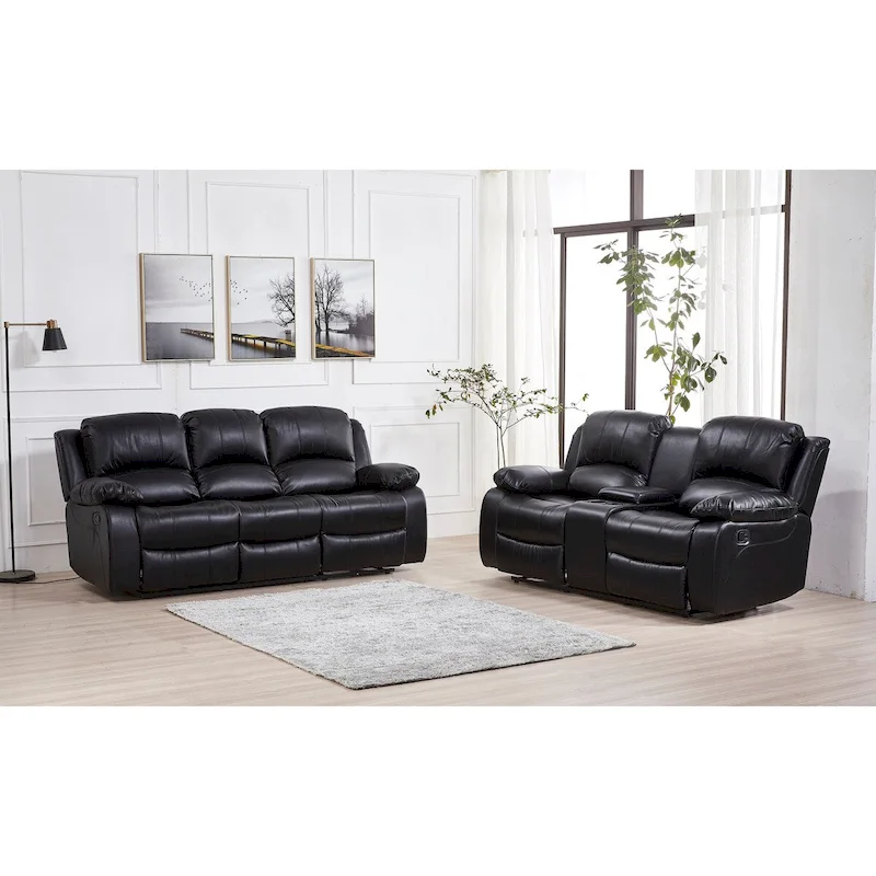 Betsy Furniture 2 Piece Bonded Leather Reclining Living Room Set, Sofa and Loveseat