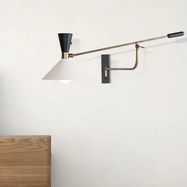 Modern Iron Shade Metal Swing Arm Wall Light