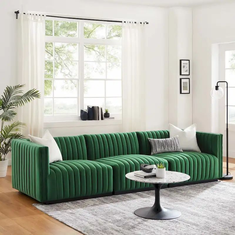 Channel Tufted Performance Velvet Sofa
