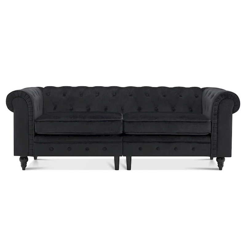 Modern Quilted Club Sofa with Oak Legs