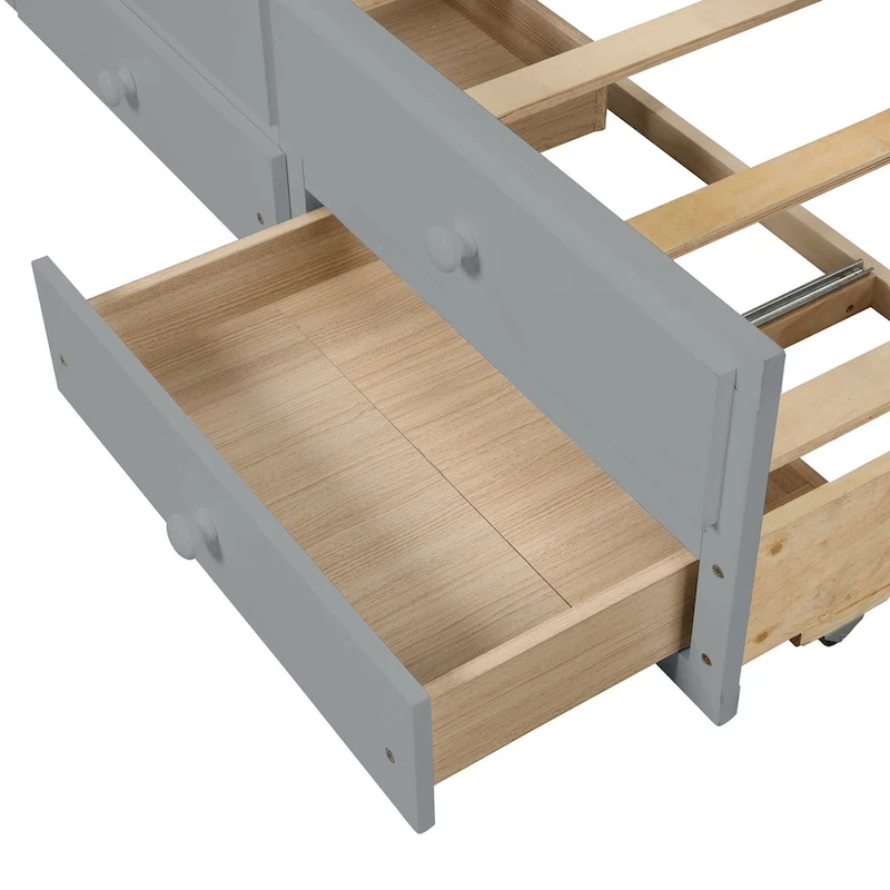 Twin Bed with Twin Trundle,Drawers