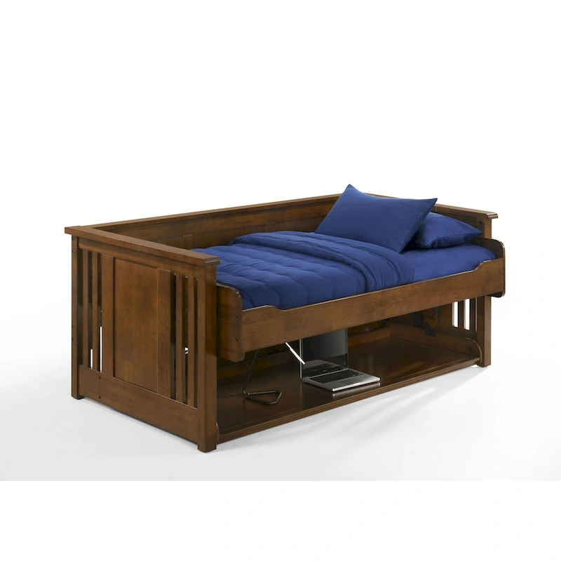 Artisan Desk Bed with USB Ports and AC Outlet, Black Walnut