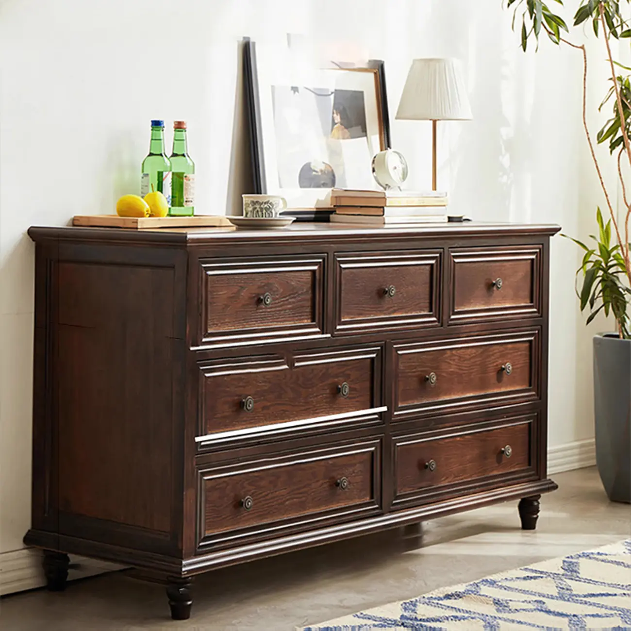 Traditional  6-Drawer White Wood Dresser