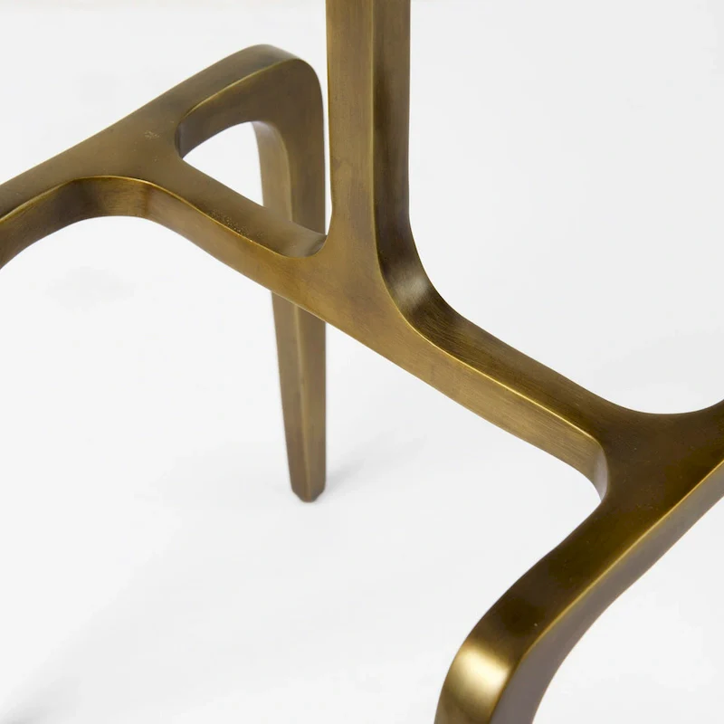 Preston White Marble Top w/Gold Metal Base Rectangular Accent Table - 17.3L x 11.3W x 22.8H