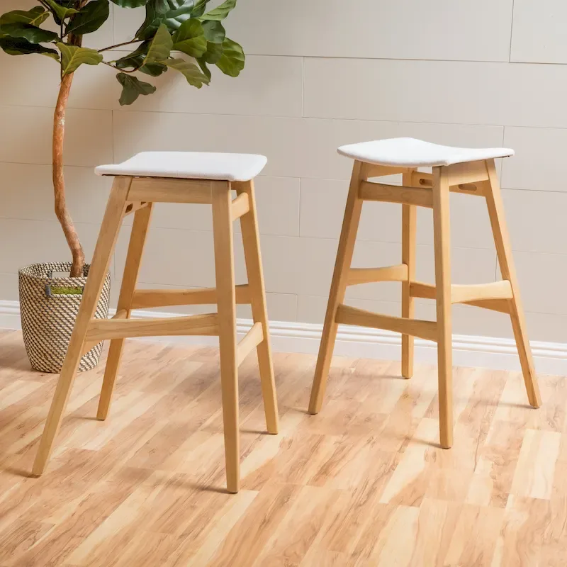 Emmaline Natural Finish Bar Stool (Set of 2) by Christopher Knight Home - N/A
