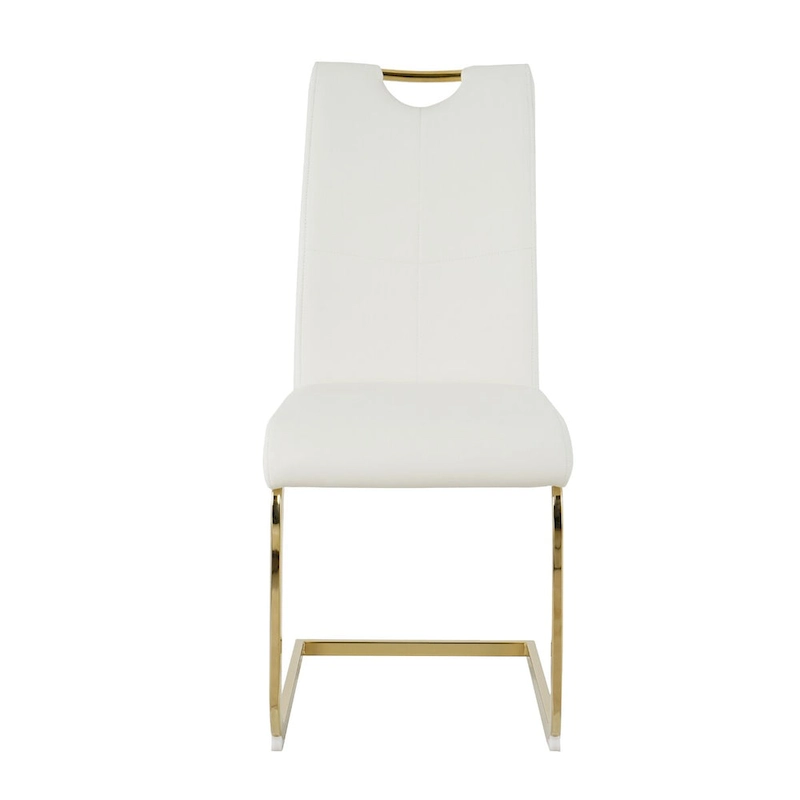 Set of 4 Modern Faux Leather Padded Seat Dining Chairs with gold Metal Legs