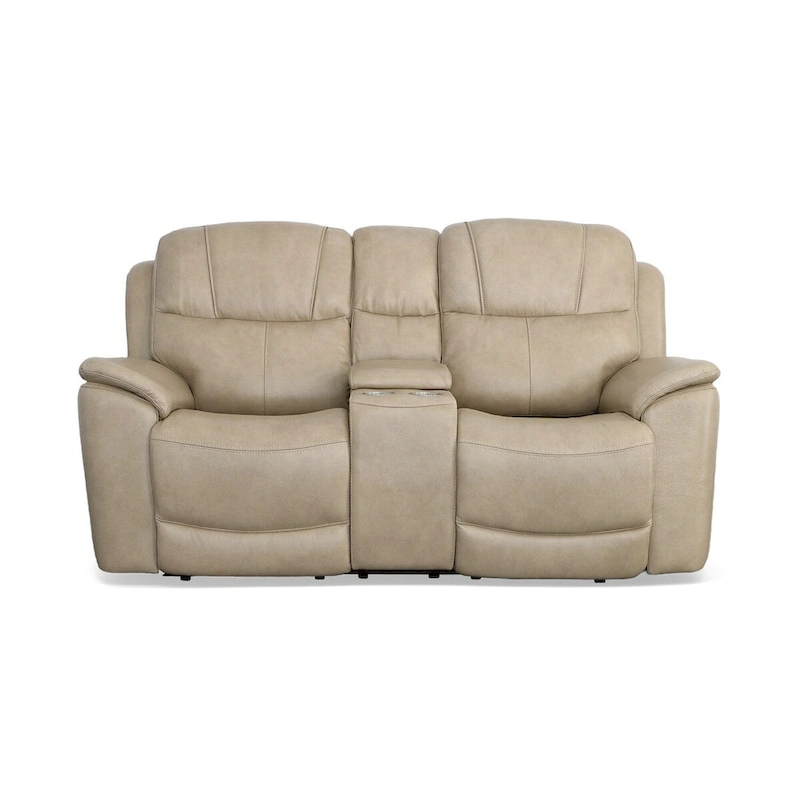 Crew Leather Power Reclining Zero Gravity Loveseat with Console, Power Headrests & Lumbar by Flexsteel