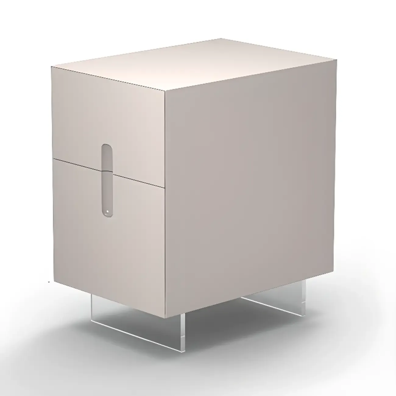 Modern White Wood Clear Base 2-Drawer Nightstand