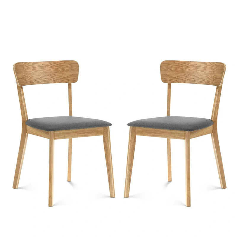 Dining Chair Set Of 2, Solid Rubberwood Foam Upholstery Cushion Seat Wooden Ladder Back Side Chairs