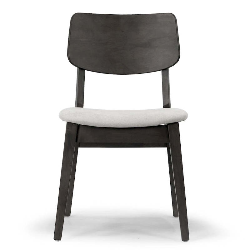 Set of 2 Astin Black Wood Chair with Light Grey Fabric Seat