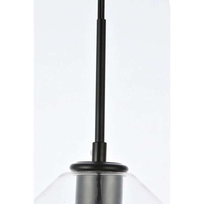 Garrett 1-Light Plug in Pendant with Clear Shade - Black - 8  Diameter