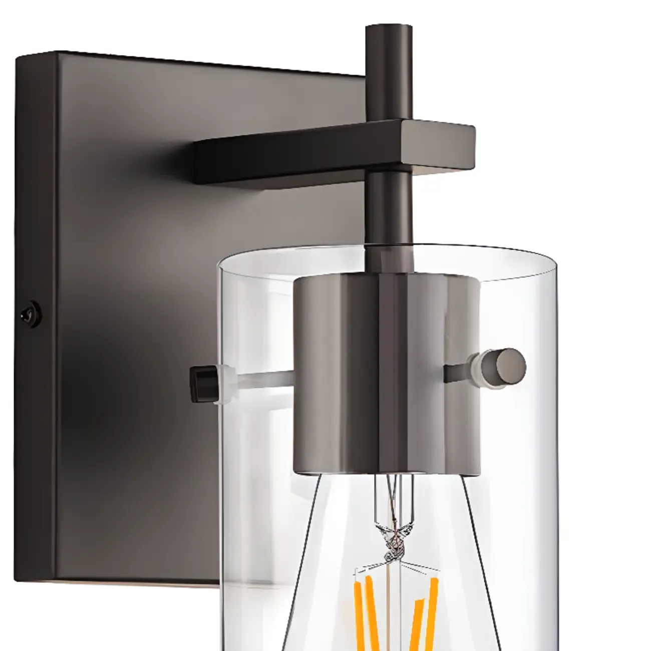 Industrial Cylinder Glass Vanity Light Fixture Hardwired