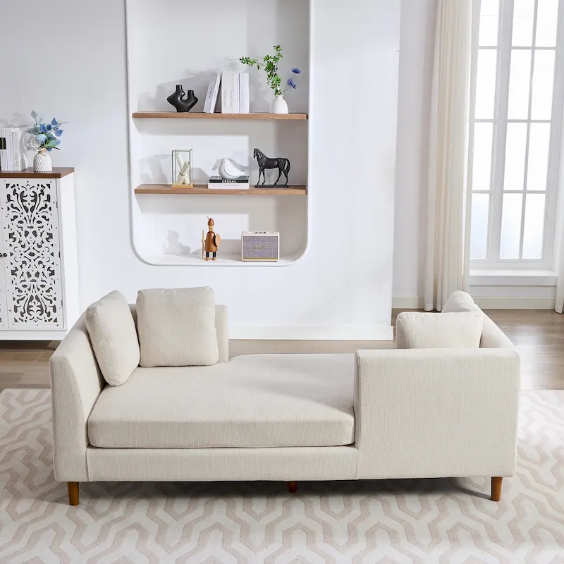 Wide Modern Double-Sided Upholstered Chaise Lounge