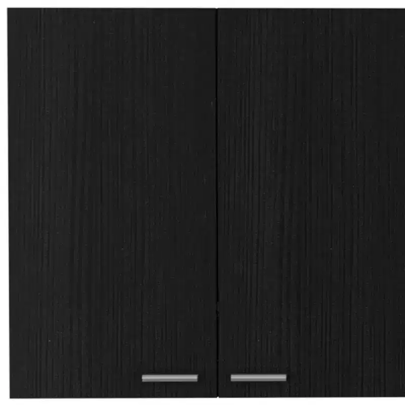 HomeRoots 59 Black Wood Wall mounted Accent Cabinet With Five Shelves
