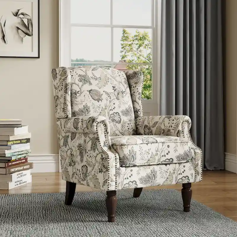 Upholstered Accent Chair Nailhead Trim Arm Chair